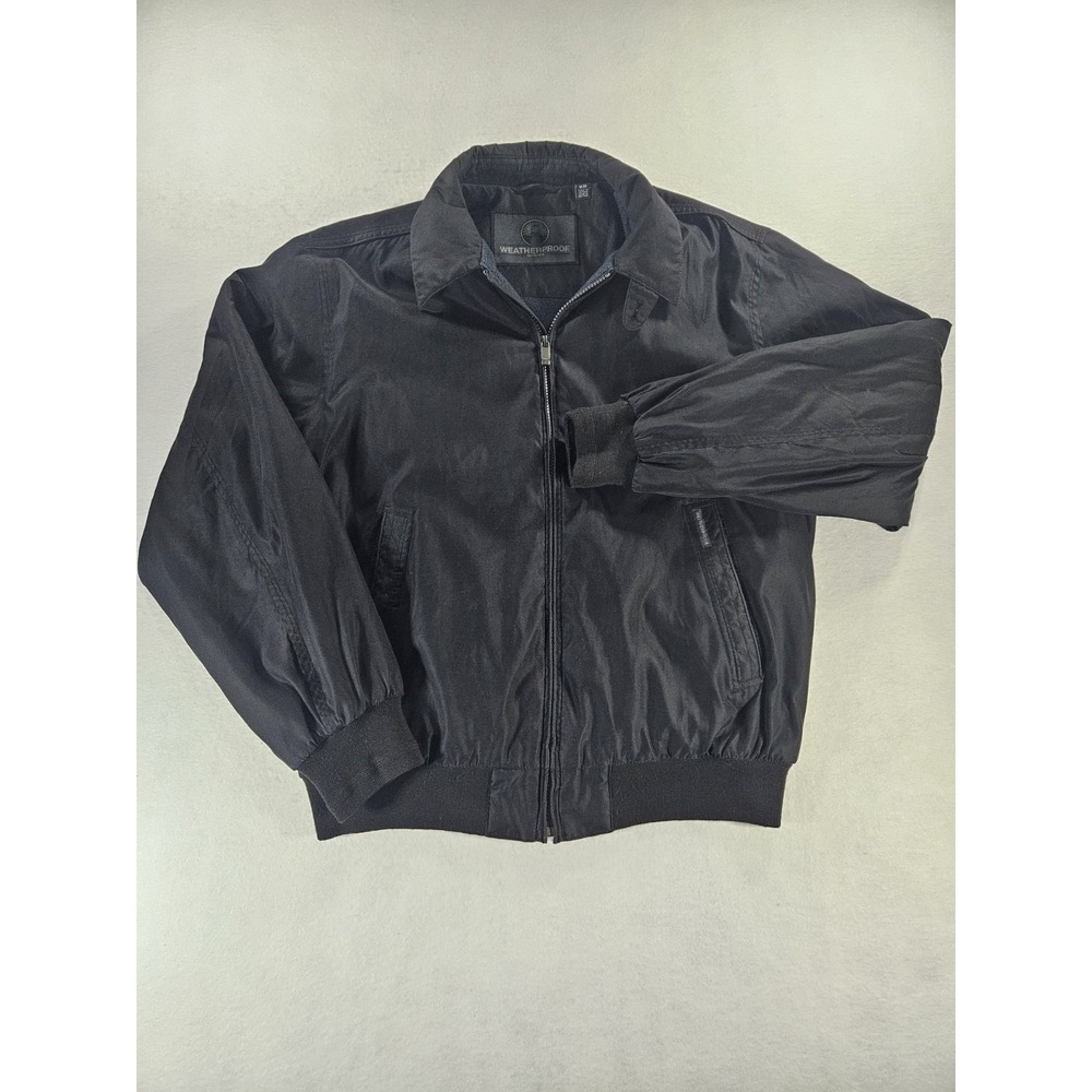 Weatherproof Men's Black Microsuede Bomber Jacket Full Zip Coat Size M
